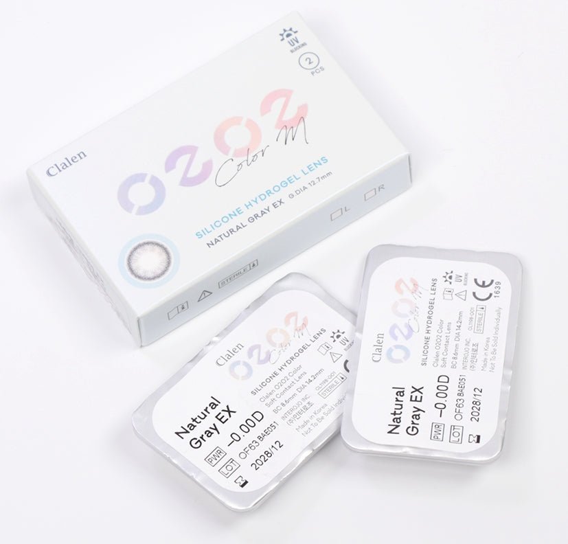 クラレン O2O2 ナチュラルグレー EX (2枚入) — Clalen O2O2 Color M Natural Gray EX (2pcs) - Idol Karakon