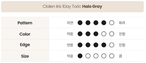 クラレン アイリス ヘイローグレー 乱視用 (30枚入) — Clalen Iris 1Day Toric Halo Gray (30pcs) - Idol Karakon