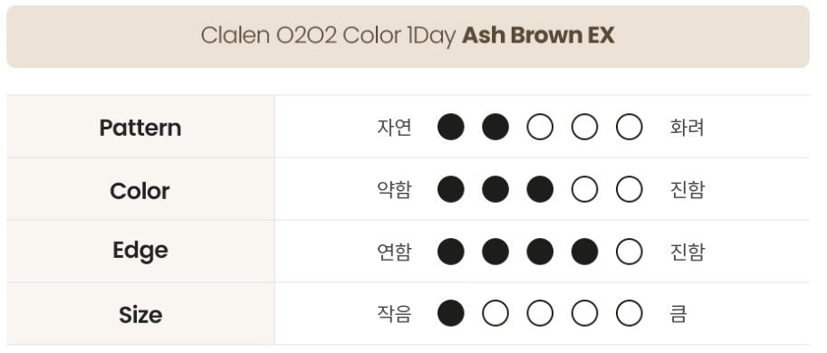 クラレン O2O2 カラーブレンディング アッシュブラウン EX 乱視用 (30枚入) — Clalen O2O2 Color 1Day Toric Ash Brown EX (30pcs) - Idol Karakon